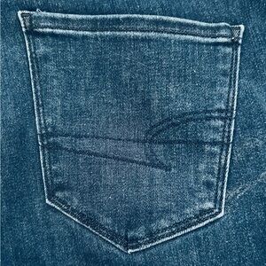 American Eagle Jeans Womens 2 Blue Festival Flare High Rise Stretch Front Slit